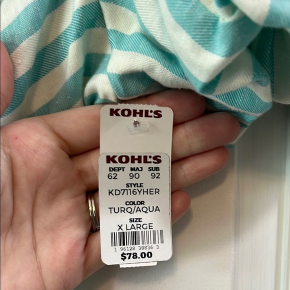 NWT Draper James Teal and White Puff Sleeve True Wrap Linen Mini Dress - Size XL - Picture 15 of 16